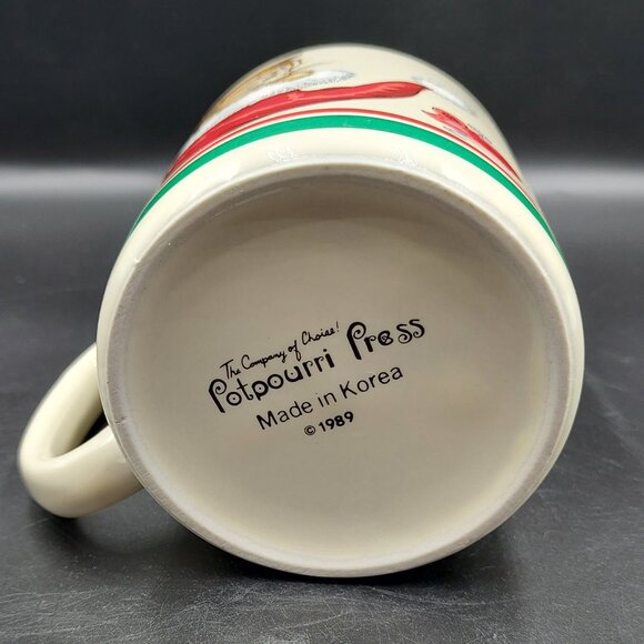 Vintage 1989 Potpourri Press Tabby Kitten Cat Santa Christmas Holiday Coffee Mug - Picture 8 of 8